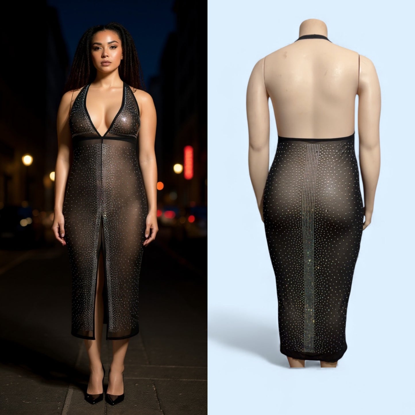 Bling halter Maxi Dress