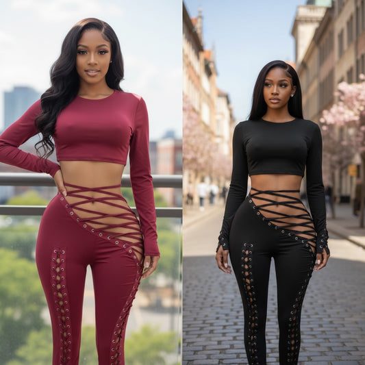 Luxe Lace-Up Two-Piece Set