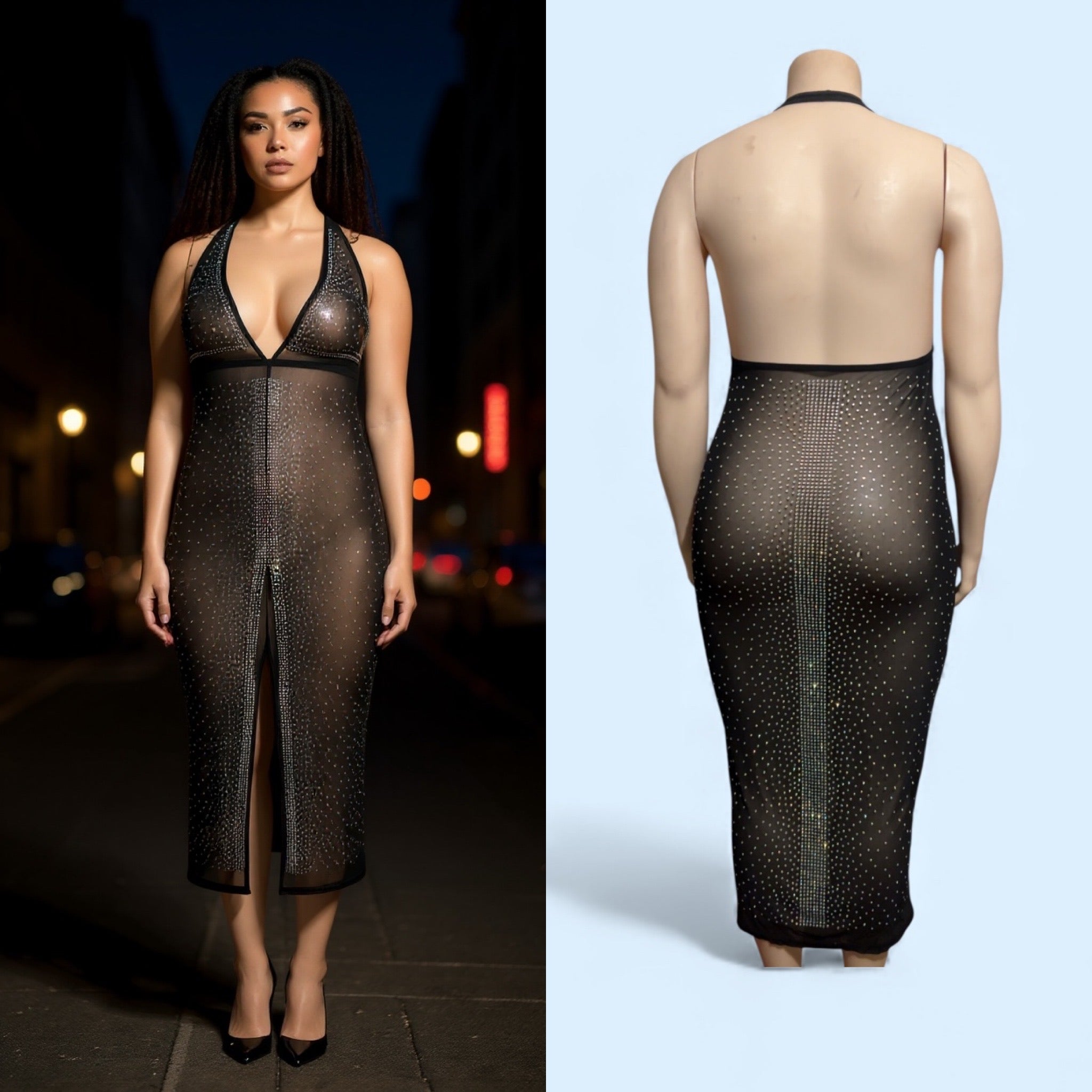 Bling halter Maxi Dress