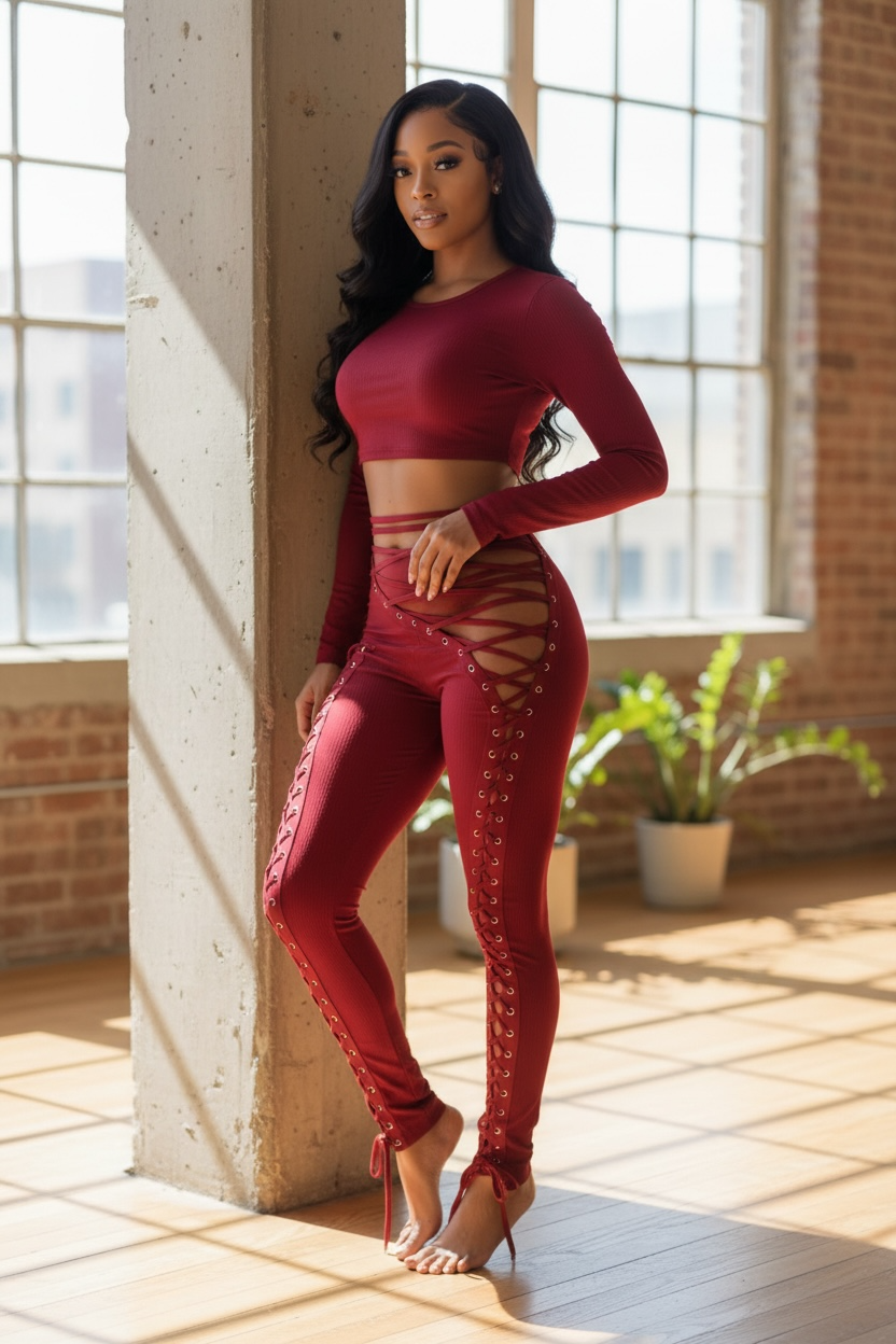 Luxe Lace-Up Two-Piece Set