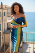 Ocean Glow Off-Shoulder Dress