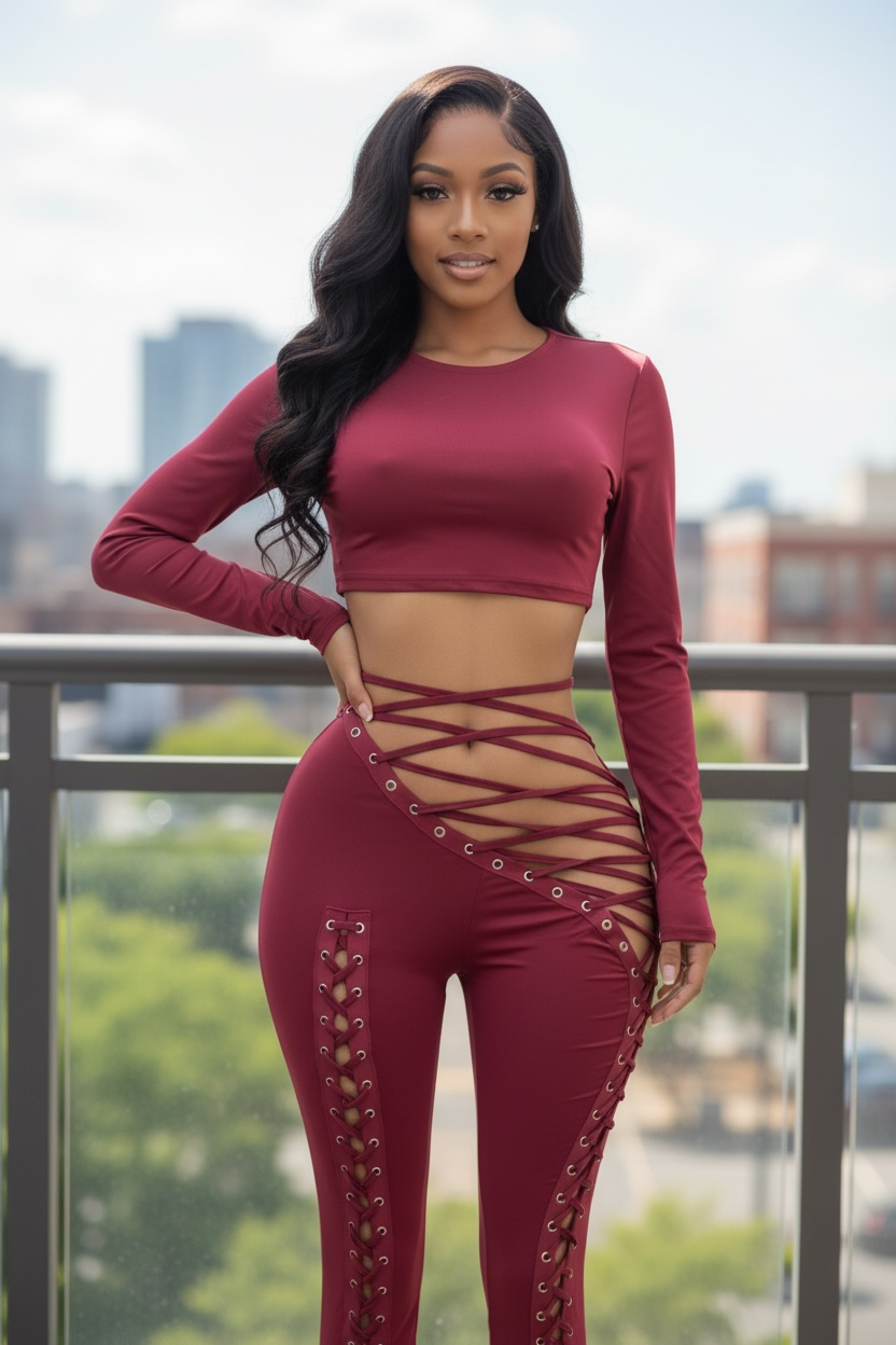 Luxe Lace-Up Two-Piece Set