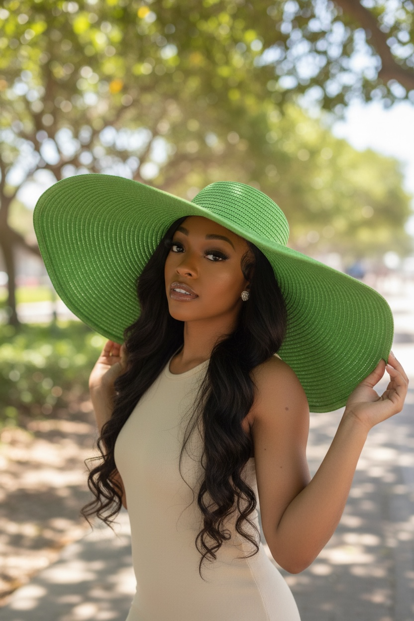 Emerald Breeze Wide Brim Hat