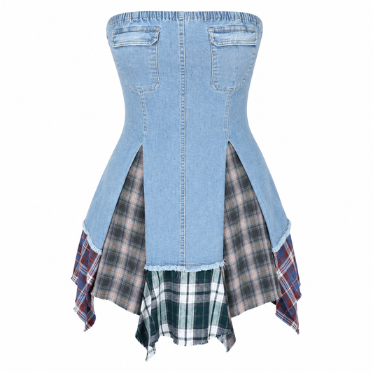 Plaid After Dark Denim Mini Dress
