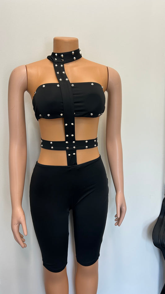 Black Stud Romper
