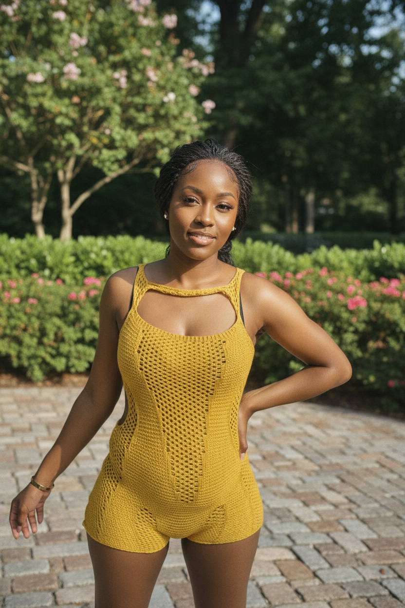 Golden Hour Crochet Romper