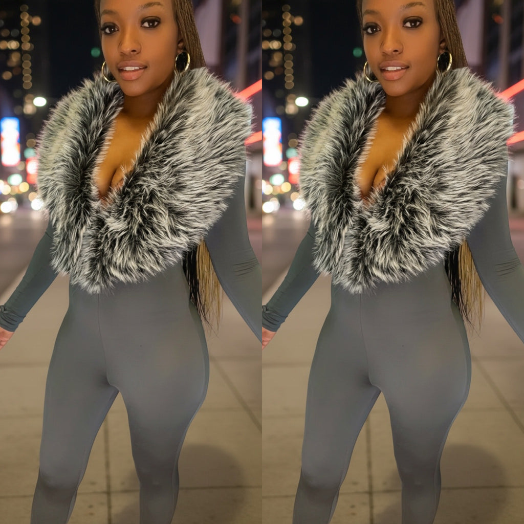 ✨ Midnight Fox Faux-Fur Catsuit