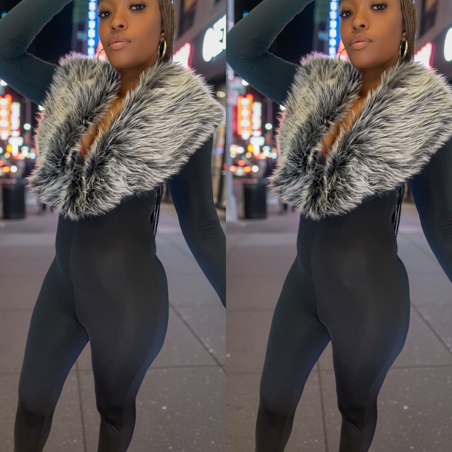 ✨ Midnight Fox Faux-Fur Catsuit