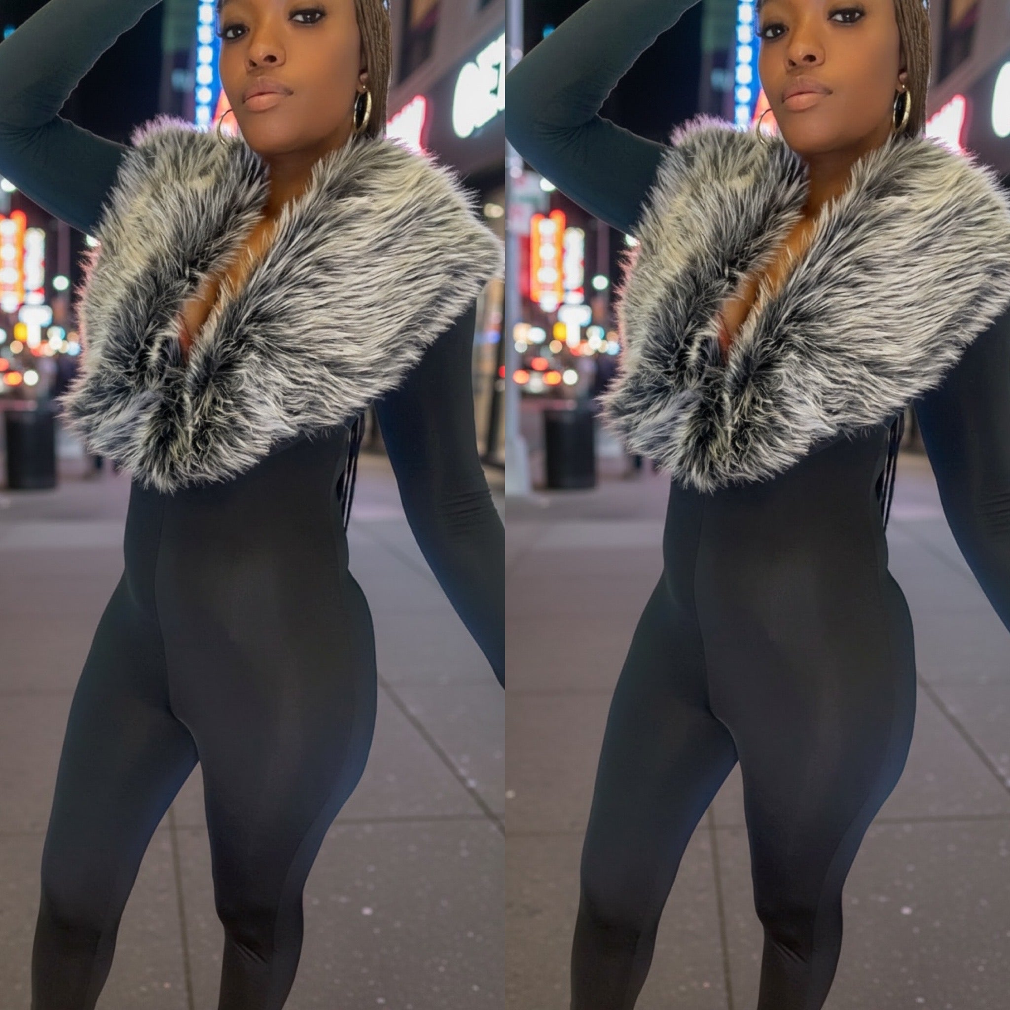 ✨ Midnight Fox Faux-Fur Catsuit