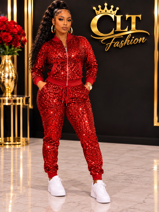 Ruby Glam Sequin Two-Piece Set