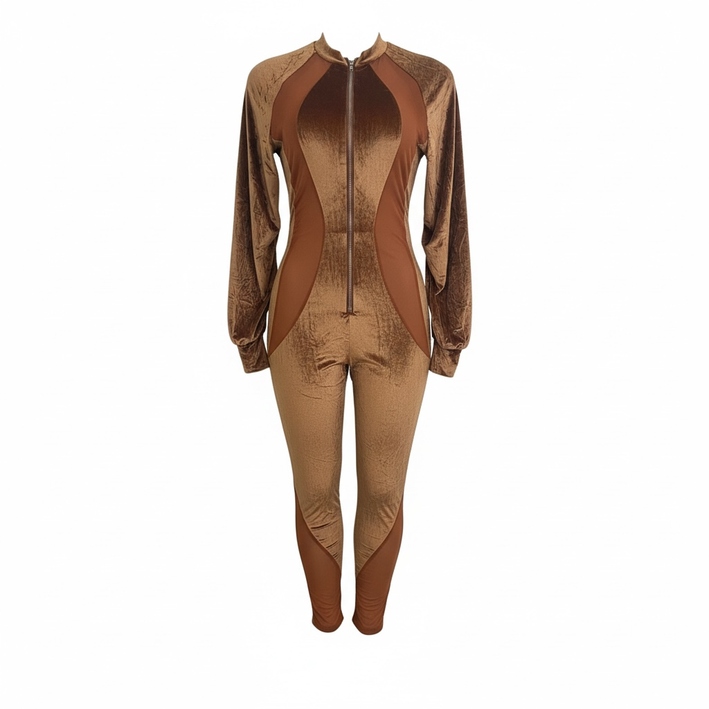 🤎 Mocha Sculpt Zip-Up Jumpsuit