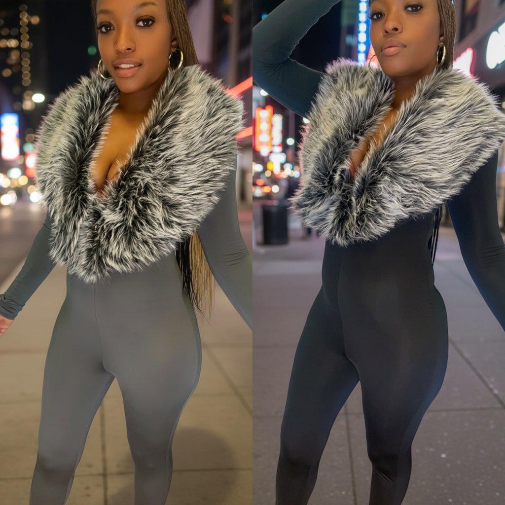 ✨ Midnight Fox Faux-Fur Catsuit