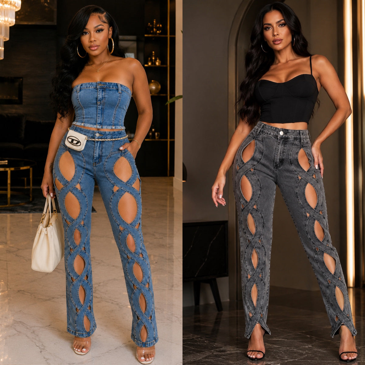 Entwined Denim Cutout Jeans