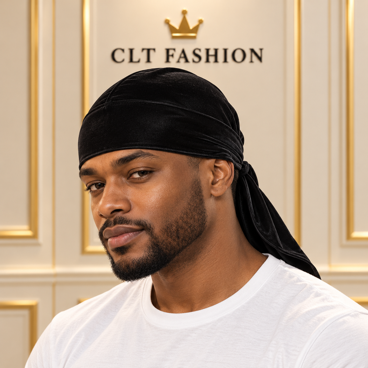 King.J Premium Velvet Durag Black