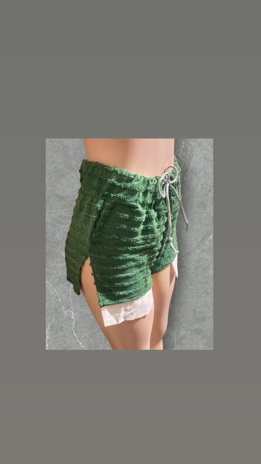 Textured Drawstring Fuzz Shorts
