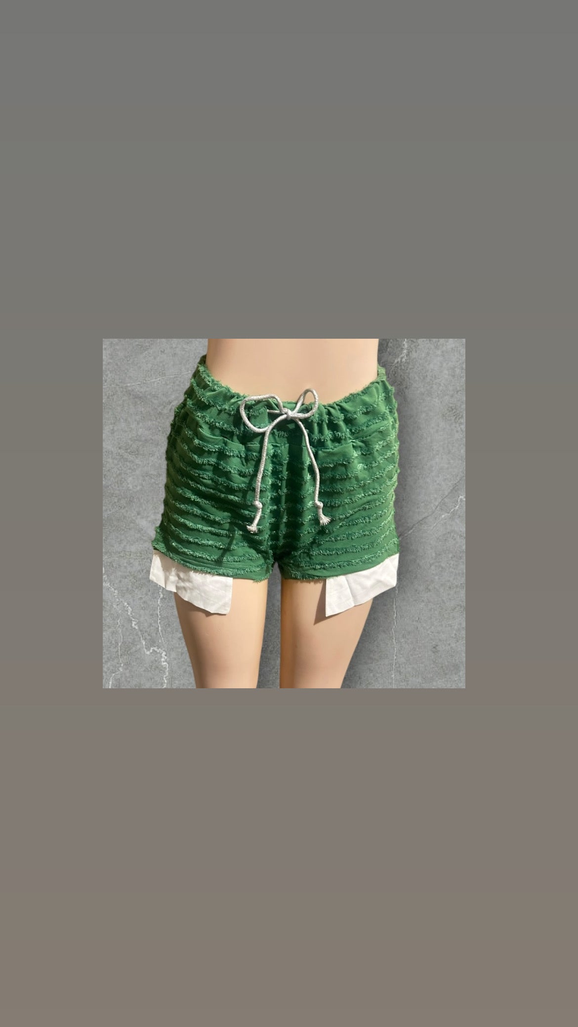 Textured Drawstring Fuzz Shorts