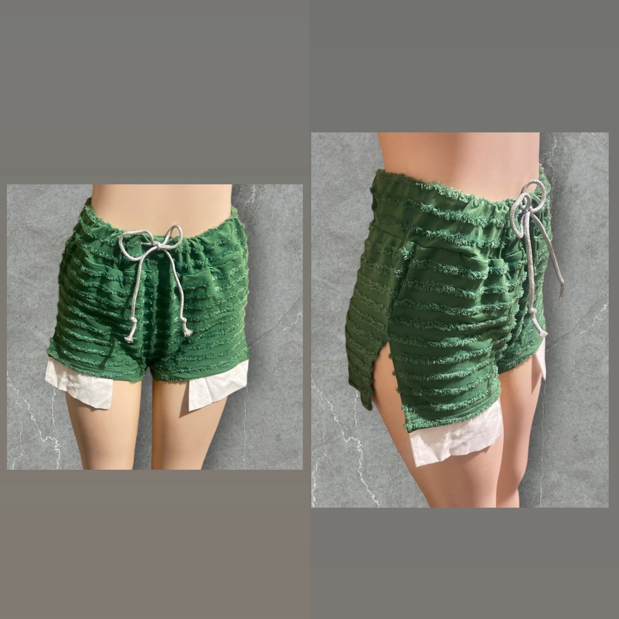 Textured Drawstring Fuzz Shorts