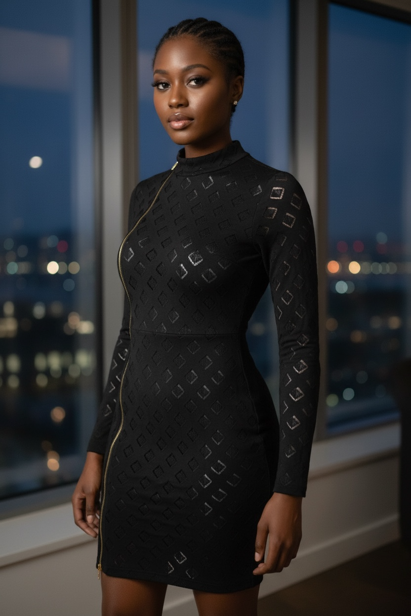 Black zip See through